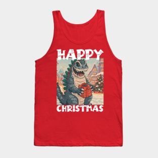 Happy Christmas with Godzilla - 4 Tank Top